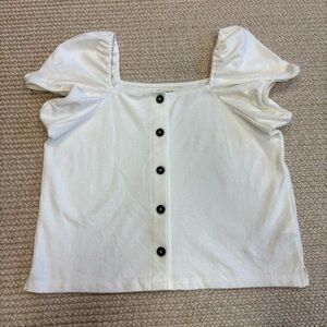 Madewell Ivory Puff Sleeve Button Front Top Size XL MW1409